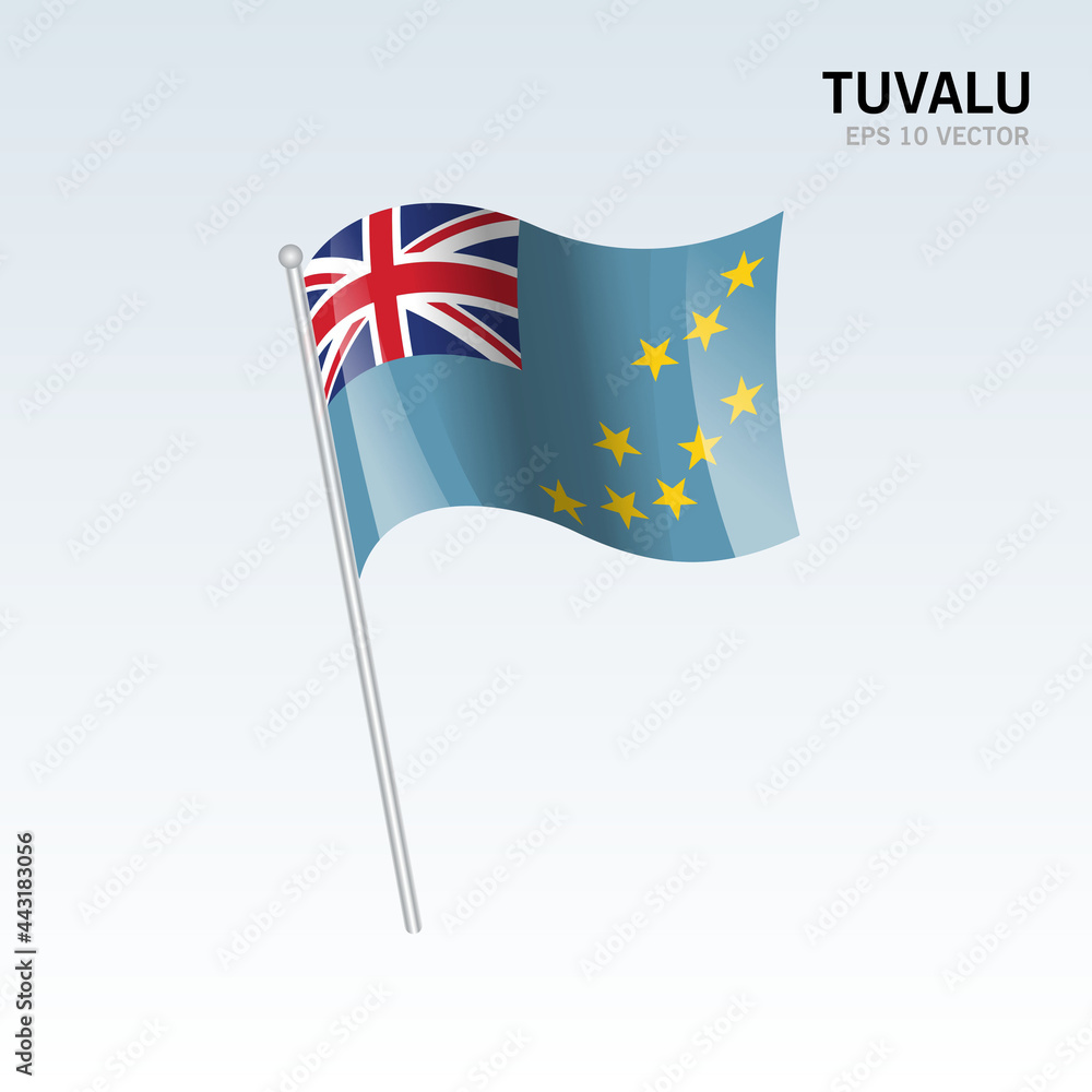 Tuvalu waving flag isolated on gray background Tuvalu waving flag isolated on gray background