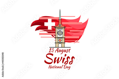August 1, Swiss national day vector illustration. Suitable for greeting card, poster and banner.
