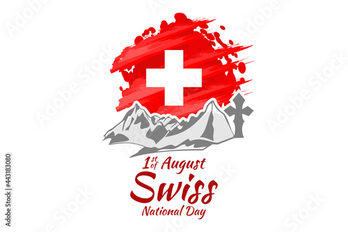 August 1, Swiss national day vector illustration. Suitable for greeting card, poster and banner.