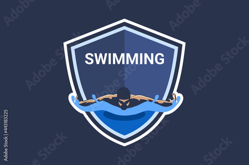 Swimming Club Logo Design. Swimmer icon design. Creative Swimmer Vector.