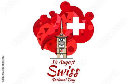August 1, Swiss national day vector illustration. Suitable for greeting card, poster and banner.