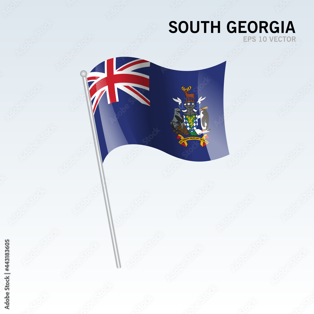 South Georgia waving flag isolated on gray background South Georgia waving flag isolated on gray background