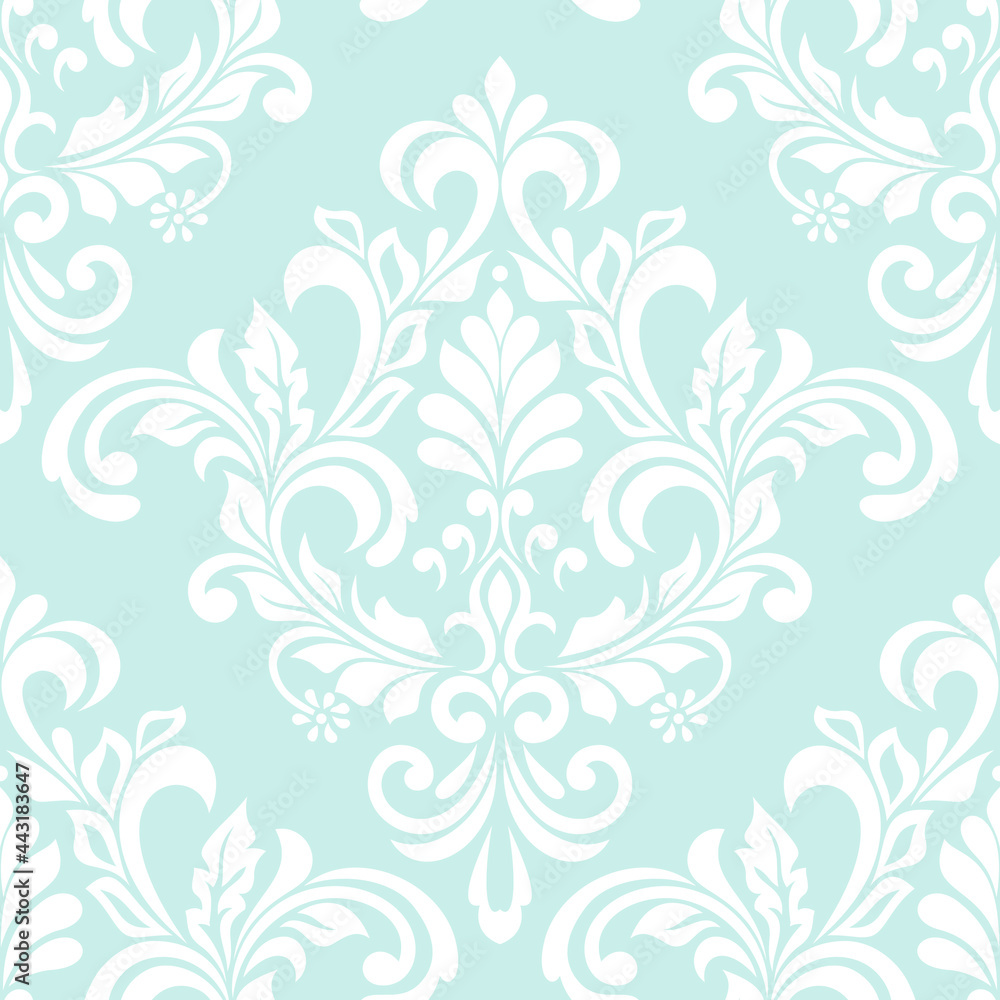 Damask seamless vector background. baroque style pattern. Blue and white floral element. Graphic ornate pattern for wallpaper, fabric, packaging, wrapping. Damask flower ornament. Damask seamless vector background. baroque style pattern. Blue and white floral element. Graphic ornate pattern for wallpaper, fabric, packaging, wrapping. Damask flower ornament.