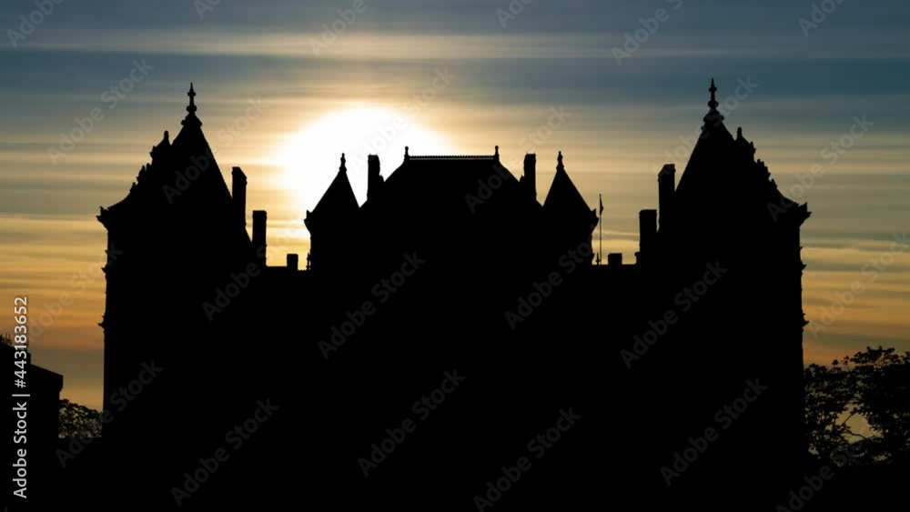 Albany: New York State Capitol Building Skyline at Sunset, Time Lapse with Colorful Clouds, USA Albany: New York State Capitol Building Skyline at Sunset, Time Lapse with Colorful Clouds, USA