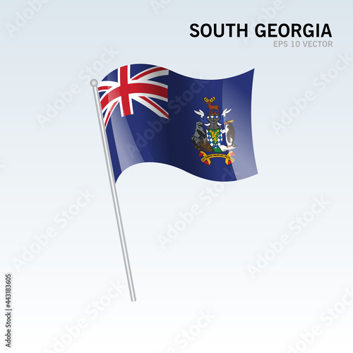 South Georgia waving flag isolated on gray background