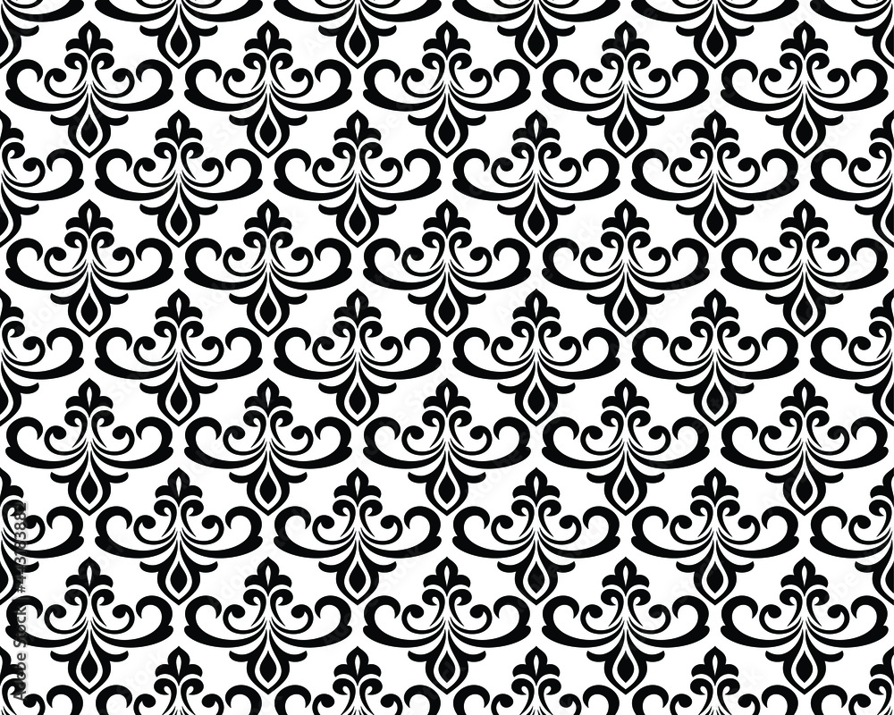 Fototapeta premium Damask seamless pattern. for Wallpapers, elegant luxury texture. Floral ornament baroque. Vector background.