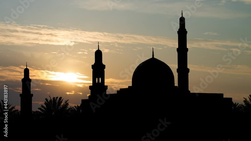 Sultan Qaboos Grand Mosque, Time Lapse at Sunrise, Muscat, Oman photo