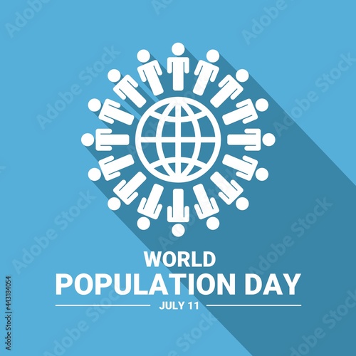 Vector illustration of people circling the world, as a banner, poster or template for world population day.