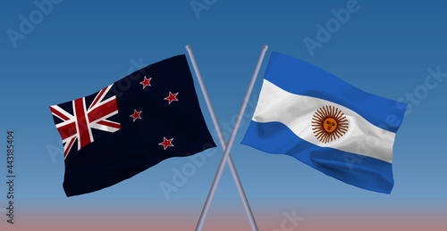 アルゼンチンとニュージーランドの国旗