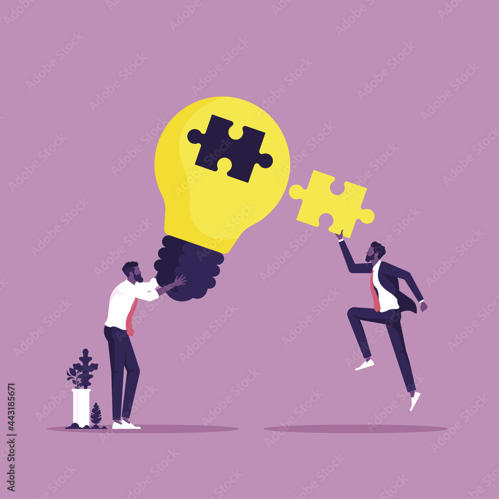 Fototapeta premium Creative collaboration for ideas or solutions concept, Business team work together to solve problems, collaboration and brainstorming