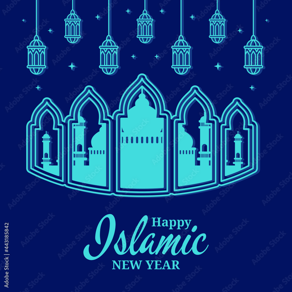 Naklejka premium Happy Islamic New Year Background