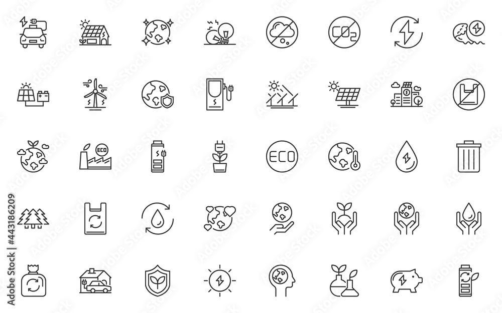 set of eco environment line icons, nature, save the world set of eco environment line icons, nature, save the world