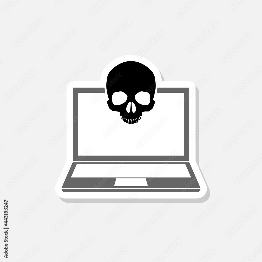 Hacked laptop icon isolated on gray background Hacked laptop icon isolated on gray background