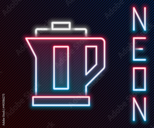 Glowing neon line Electric kettle icon isolated on black background. Teapot icon. Colorful outline concept. Vector