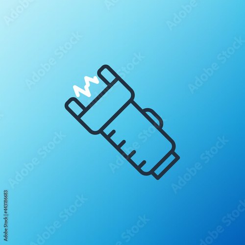 Line Police electric shocker icon isolated on blue background. Shocker for protection. Taser is an electric weapon. Colorful outline concept. Vector