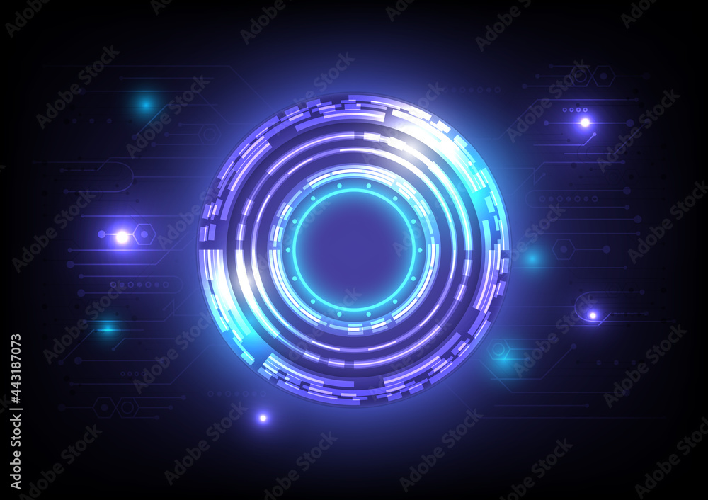 Abstract hologram high tech background. Virtual reality technology innovation. Head-up display interface. Futuristic Sci-Fi glowing HUD circle. Digital infographic business. Circuit board Abstract hologram high tech background. Virtual reality technology innovation. Head-up display interface. Futuristic Sci-Fi glowing HUD circle. Digital infographic business. Circuit board