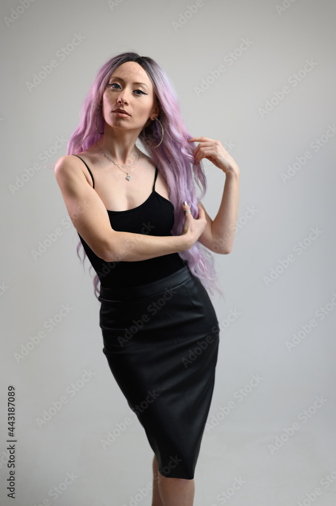 Full length photo of a caucasian girl with long hair Full length photo of a caucasian girl with long hair