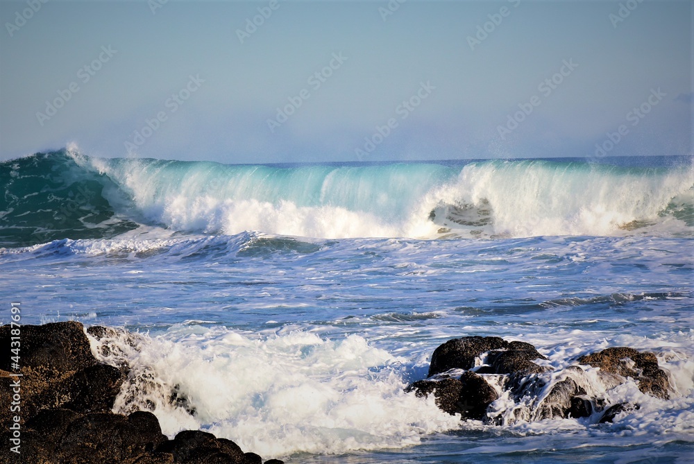 Waves crashing on the rocks. Phillip Island. Victoria. Australia