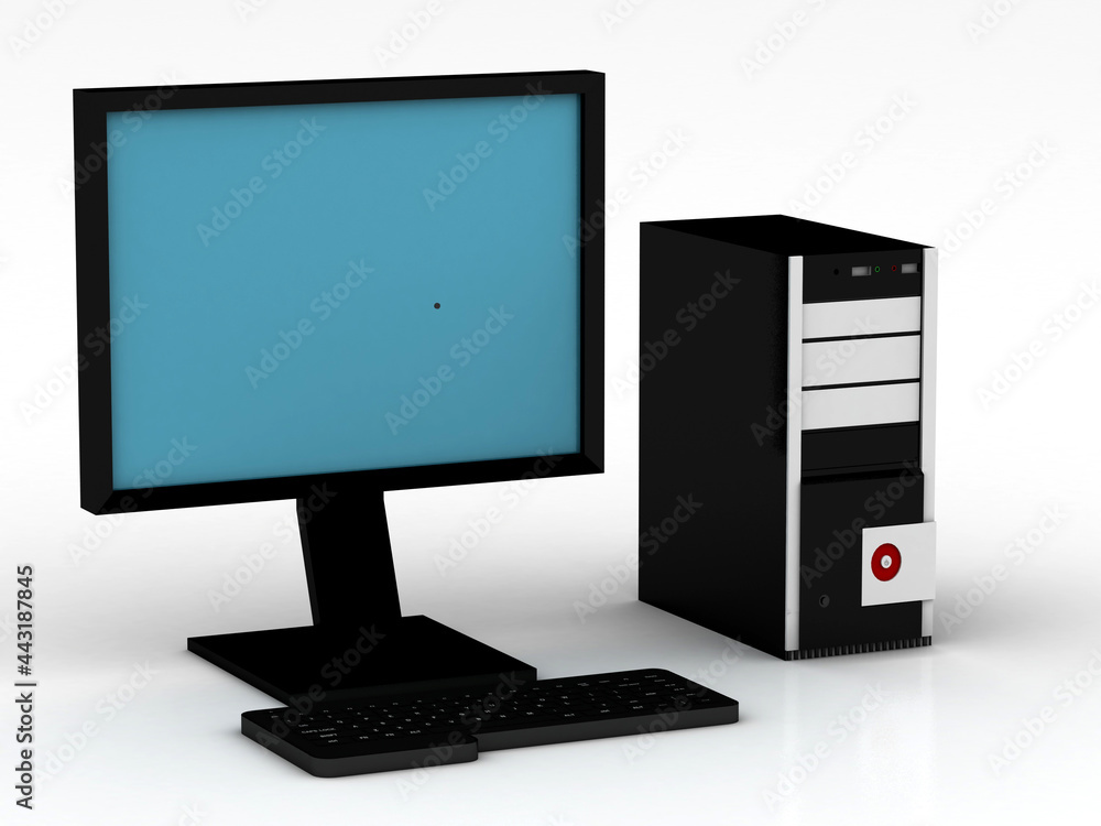3D illustration. Computer, Desktop PC 3D illustration. Computer, Desktop PC