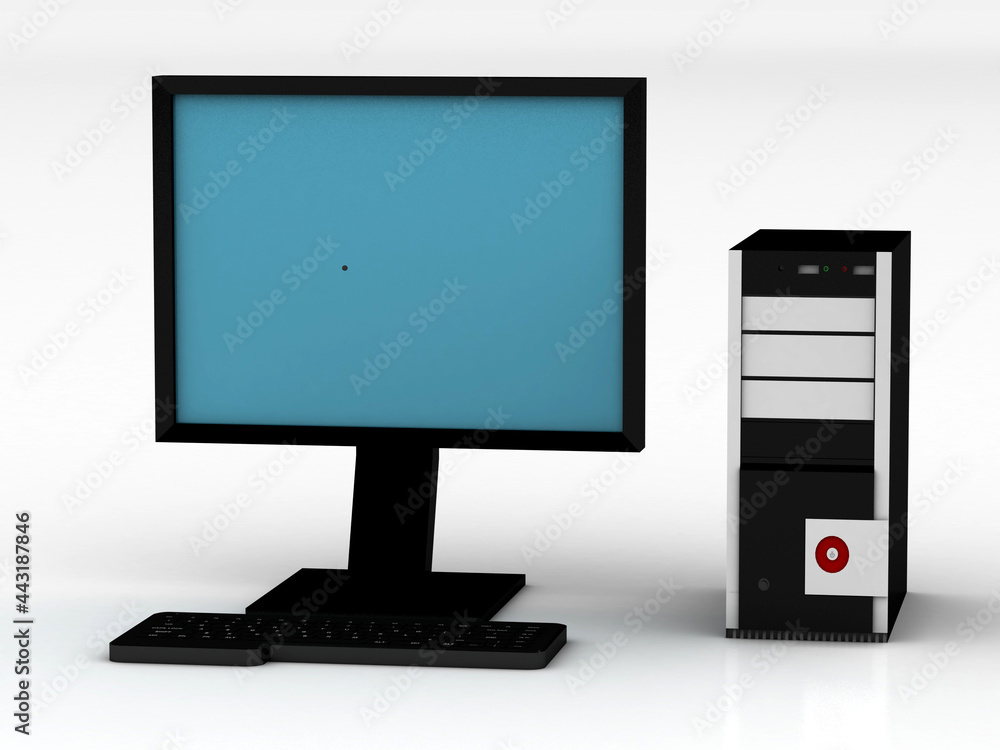 3D illustration. Computer, Desktop PC