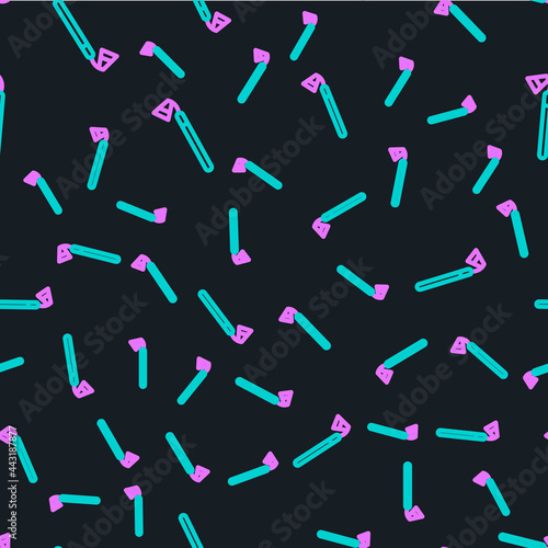 Line Garden hoe icon isolated seamless pattern on black background. Tool for horticulture, agriculture, farming. Vector