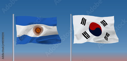 アルゼンチンと韓国の国旗