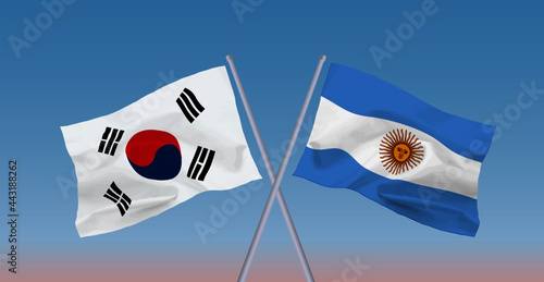 アルゼンチンと韓国の国旗