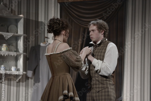 Vászonkép Theater actors at the rehearsal of the play