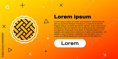 Line Homemade pie icon isolated on yellow background. Colorful outline concept. Vector