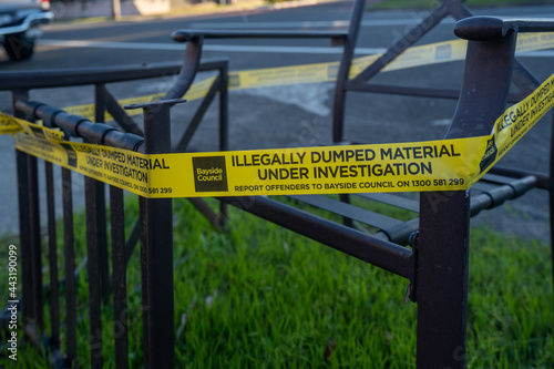 Illegally dumped material sign from the local council