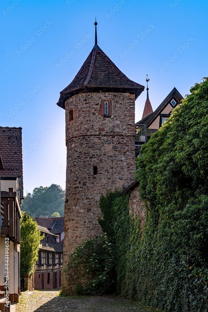 Fototapeta premium Turm der Stadtmauer von Gengenbach im Schwarzwald in Baden-Württemberg, Deutschland 