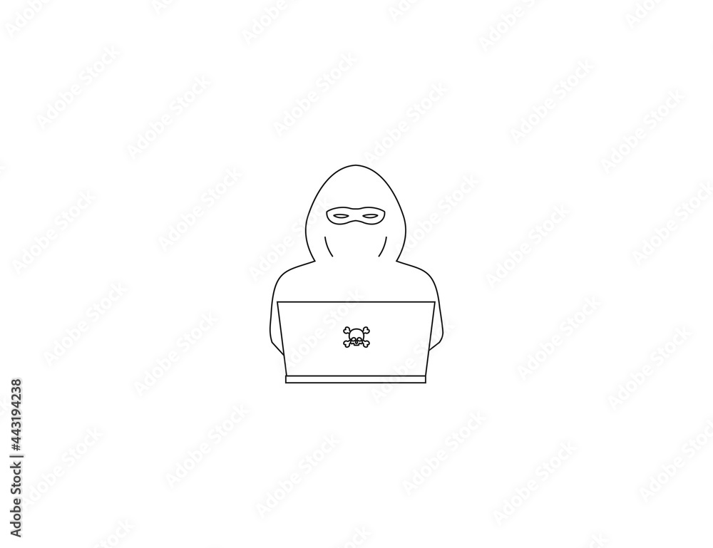 Criminal, robber, internet icon. Vector illustration. flat design.
