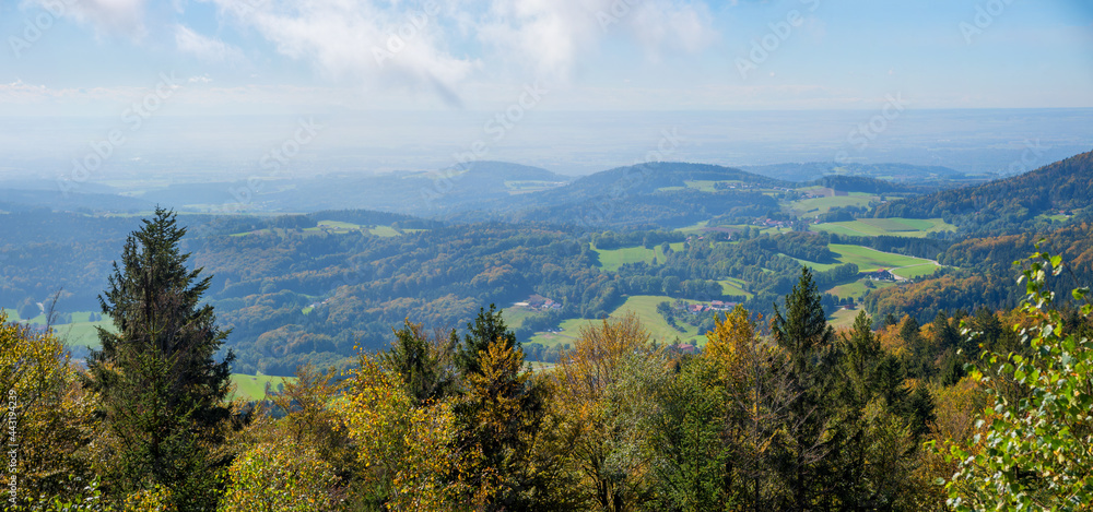 bavarian forest, lookout from Gessingerstein to the surroundings of Deggendorf, lower bavaria landscape