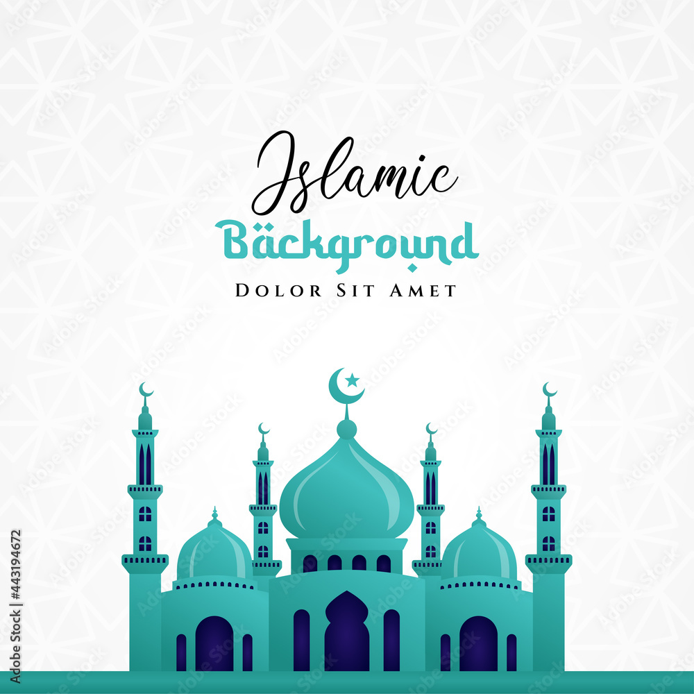 Mosque illustration islamic background design. Can be used for greetings card, backdrop or banner
