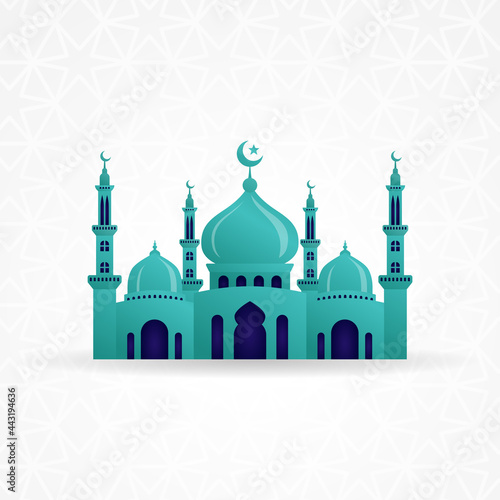 Photo 3d mosque vector design illustration. Mosque icon sign symbol