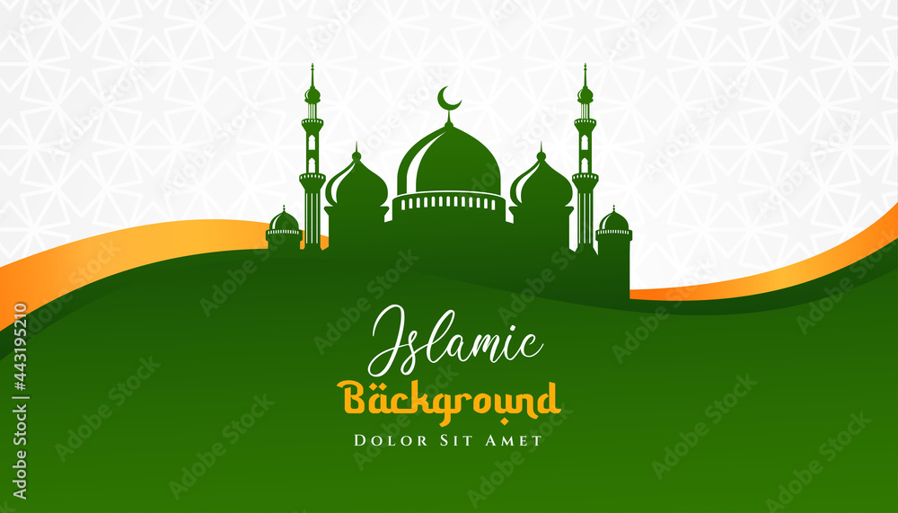 Islamic background design with mosque illustration. Can be used for greetings card, backdrop or banner Islamic background design with mosque illustration. Can be used for greetings card, backdrop or banner