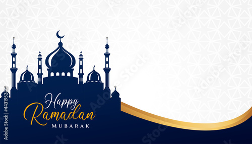 Ramadan kareem islamic background design with mosque illustration. Can be used for greetings card, backdrop or banner