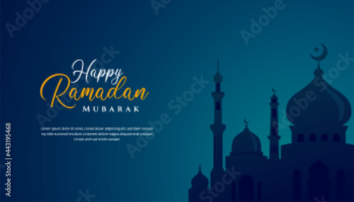 Ramadan kareem islamic background design with mosque illustration. Can be used for greetings card, backdrop or banner.