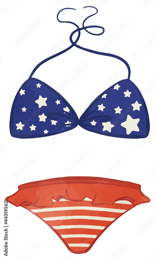 Bikini swimwear with American flag pattern