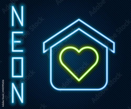 Glowing neon line Shelter for homeless icon isolated on black background. Emergency housing, temporary residence for people, bums and beggars without home. Colorful outline concept. Vector