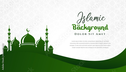 Ramadan kareem islamic background design with mosque illustration. Can be used for greetings card, backdrop or banner.