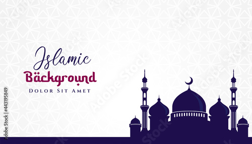 Islamic background design with mosque silhouette illustration. Can be used for greetings card, backdrop or banner