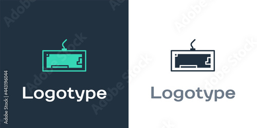 Logotype Computer keyboard icon isolated on white background. PC component sign. Logo design template element. Vector Illustration