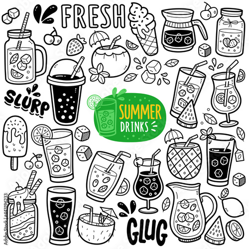 Summer Drinks Doodle Illustration