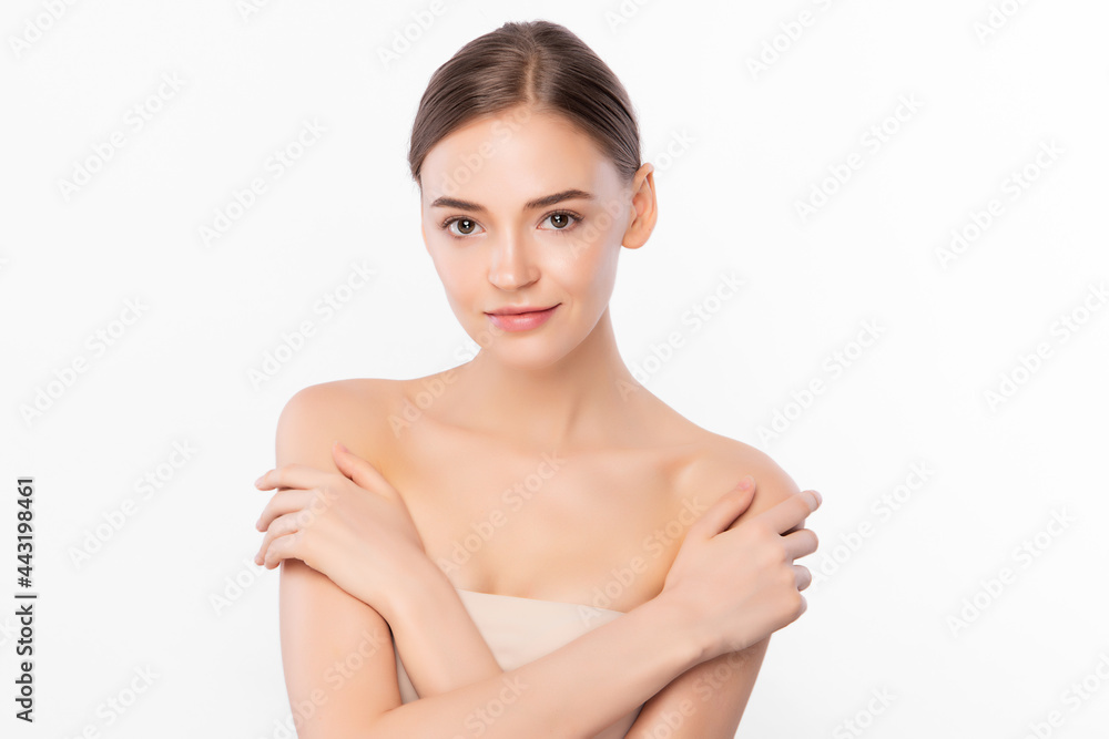 Beautiful young woman with clean fresh skin on white background, Face care, Facial treatment, Cosmetology, beauty and spa, Asian women portrait. Beautiful young woman with clean fresh skin on white background, Face care, Facial treatment, Cosmetology, beauty and spa, Asian women portrait.
