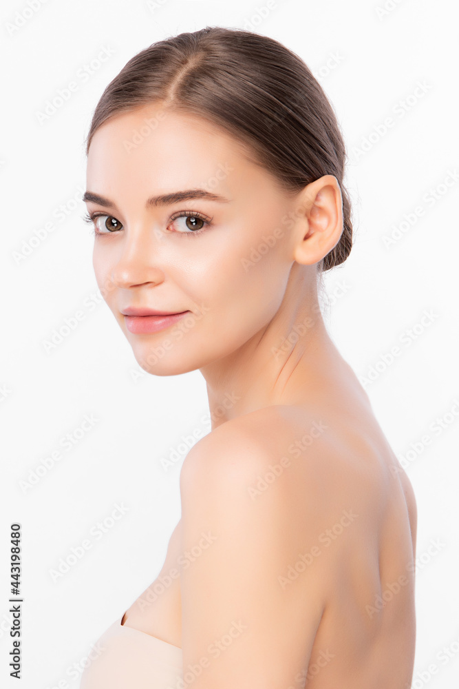 Beautiful young woman with clean fresh skin on white background, Face care, Facial treatment, Cosmetology, beauty and spa, Asian women portrait. Beautiful young woman with clean fresh skin on white background, Face care, Facial treatment, Cosmetology, beauty and spa, Asian women portrait.