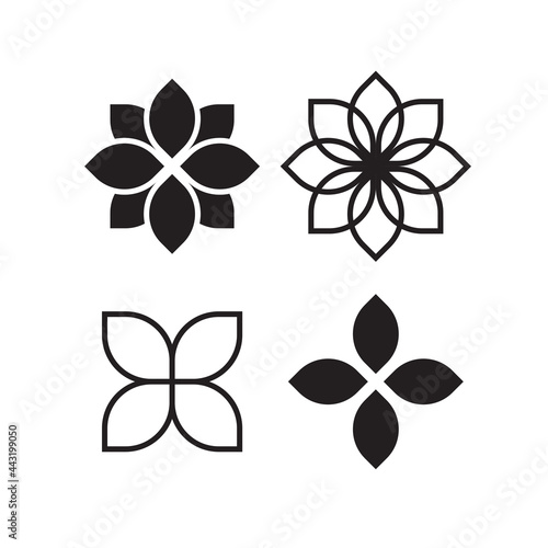 Simple flower icon silhouette, line style flower icon, floral illustration for logo, template and brochure