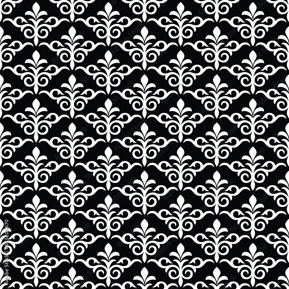 Abstract geometric seamless pattern. Black and white ornament. Vector background.
