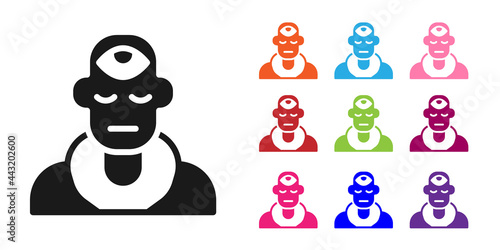 Black Wizard warlock icon isolated on white background. Set icons colorful. Vector