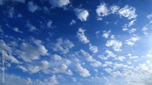 White cirrocumulus floating in blue sky, time-lapse photo
